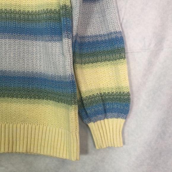 Ann Taylor LOFT Women Yellow Blue Striped Long Sleeve Sweater Blue Size S - Picture 5 of 11